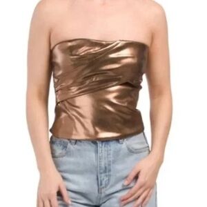 Zara Metallic Bronze Strapless Tube Top